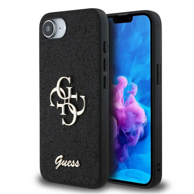 Guess PU Fixed Glitter 4G Logo iPhone 16e, Black