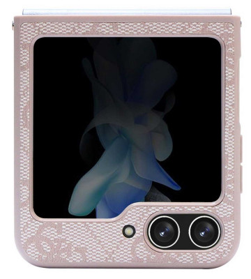 Guess Leather Triangle Case Galaxy Z Flip 5, Pink