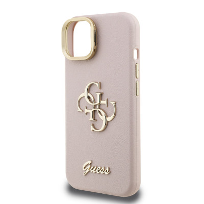Guess 4G Logo Stand Camera Frame iPhone 15, Pink