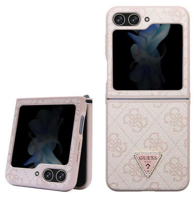 Guess Leather Triangle Case Galaxy Z Flip 5, Pink