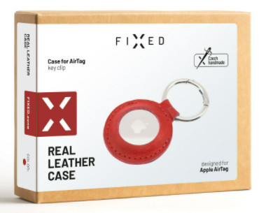 FIXED Case for AirTag z pravé hovězí kůže, Red