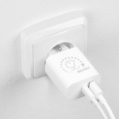 OBAL:ME cestovní nabíječka USB-A + USB-C 25W White