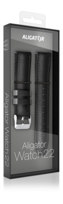 Aligator Watch Straps 22 kůže/silikon řemínek, BLK
