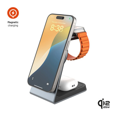 FIXED MagPowerstation Alu 3 25W+5W+3,5W, Qi2.2, Gr