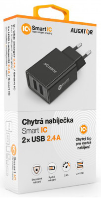 Aligator DC adaptér smart IC s 2xUSB výstupem 2,4A