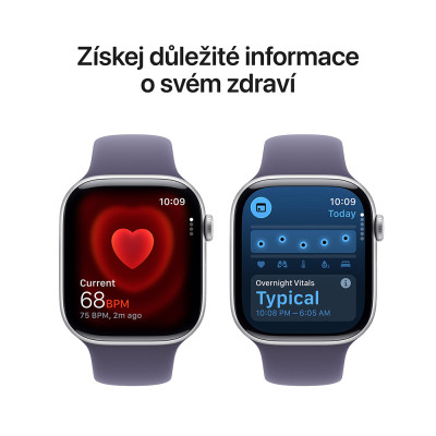 Apple Watch Series 11 GPS + Cellular 46mm Silver Aluminium Case with Purple Fog Sport Band - S/M