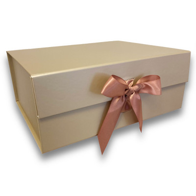 Dárková krabička se stuhou - krémová