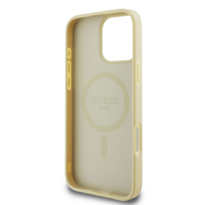 Guess Saffiano Peony MagSafe iPhone 16 Pro Gold