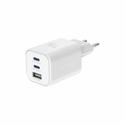 SWISSTEN GaN nabíječka 2xUSB-C 65W+USB-A 30W white