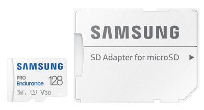 Samsung micro SDXC 128GB PRO Endurance + SD adapté