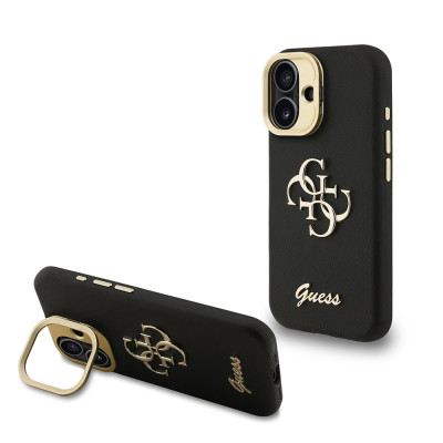 Guess 4G Logo Stand Camera Frame iPhone 16, Black