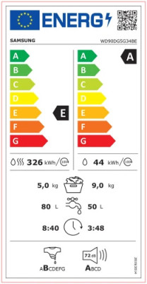 Úzká pračka se sušičkou Samsung WD90DG5G34BBLE