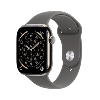Apple Watch Series 11 GPS + Cellular 42mm Natural Titanium Case with Stone Grey Sport Band - M/L