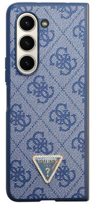 Guess Leather Triangle Case Galaxy Z Fold 5, Blue