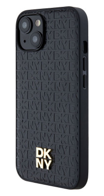 DKNY Repeat Pattern Stack Logo iPhone 15, Black