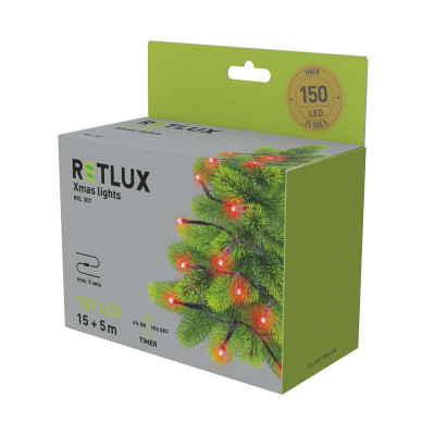 RETLUX RXL 307 světelný řetěz 150LED 15+5m RED