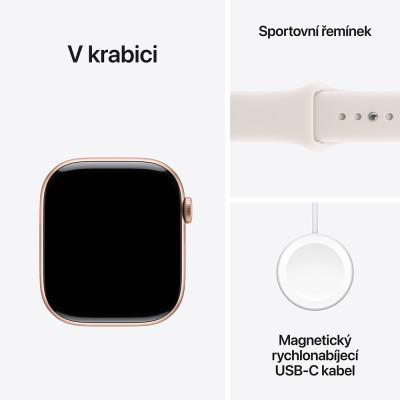 Apple Watch Series 11 GPS + Cellular 46mm Rose Gold Aluminium Case with Light Blush Sport Band - S/M
