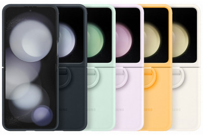 Samsung Silicone Case with Ring Z Flip 5, Cream