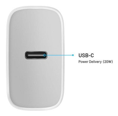 FIXED síťový nabíječ s USB-C výstupem, 20W, White