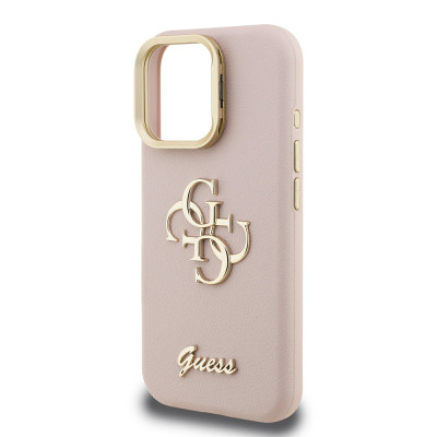 Guess 4G Logo Stand Camera Frame iPhone 16 Pro, Pink