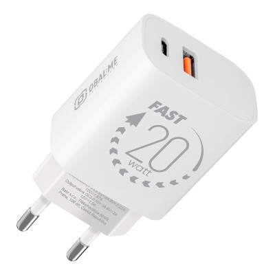 OBAL:ME cestovní nabíječka USB-A + USB-C 20W White