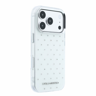 Karl Lagerfeld Rhinestones iPhone 18 Pro,White