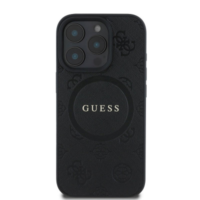 Guess Saffiano Peony MagSafe iPhone 16 Pro Black
