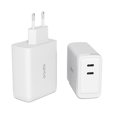 Epico GaN 100W Nabíječka 2xUSB-C+USB-C kabel Bílá