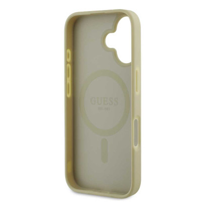 Guess Saffiano Peony MagSafe iPhone 16 Gold