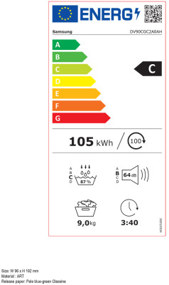 9 kg sušička SamsungDV90CGC2A0AHLE Série DW5000C