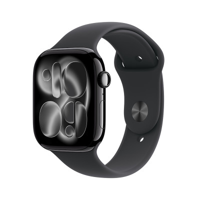 Apple Watch Series 11 GPS + Cellular 42mm Jet Black Aluminium Case with Black Sport Band - S/M