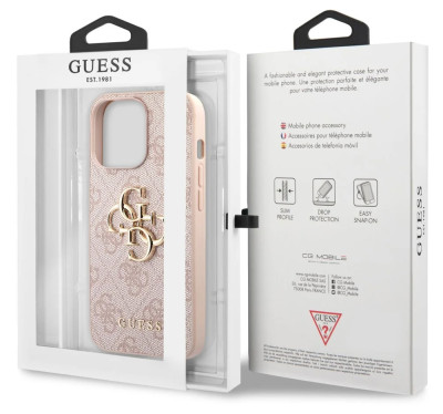 Guess Big 4G Metal Logo Case iPhone 13 Pro, Pink