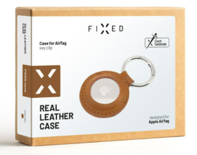 FIXED Case for AirTag z pravé hovězí kůže, Brown