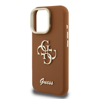 Guess 4G Logo Stand Camera Frame iPhone 16 Pro, Brown
