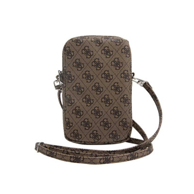 Guess PU 4G Triangle Logo Phone Bag Zipper, Brown