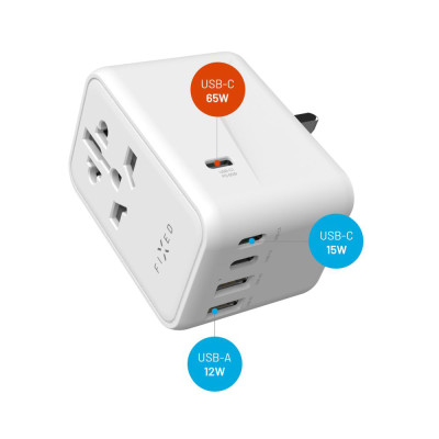 FIXED Voyager cestovní nabíječ 65W EU/UK/USA/AUS