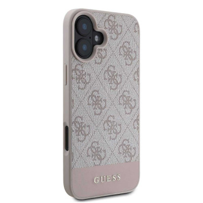 Guess PU 4G Stripe zadní kryt iPhone 16, Pink
