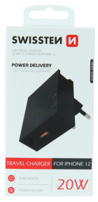 SWISSTEN síťový nabíječ PD 20W, černý