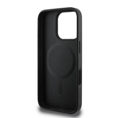 Guess Saffiano Peony MagSafe iPhone 16 Pro Black