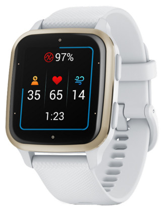 Garmin Venu SQ2, Cream Gold/White Silicone Band