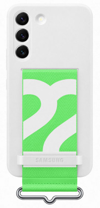 Samsung Silicone Cover with Strap S22, White