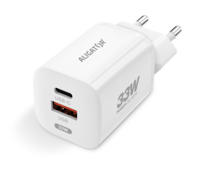 Aligator GaN DC adaptér PD 33W, USB-C + USB-A 