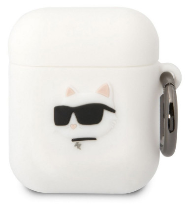 Karl Lagerfeld 3D Logo Choupette Airpods 1/2,White