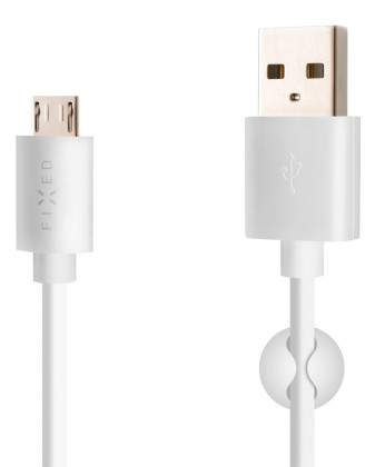 FIXED datový kabel USB/microUSB, 2m, White