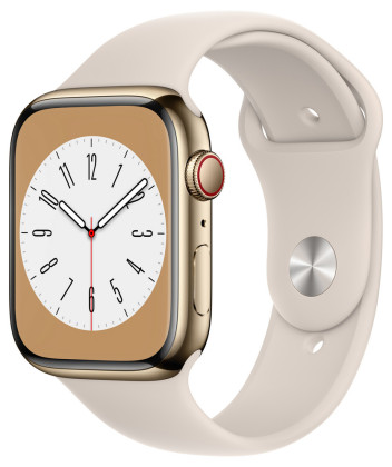 Apple Watch S8 Cell 45mm Gold Steel, Starlight S.