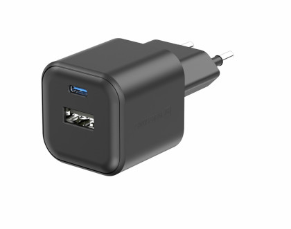 SWISSTEN GaN nabíječka USB-C 35W USB-A 27W černá