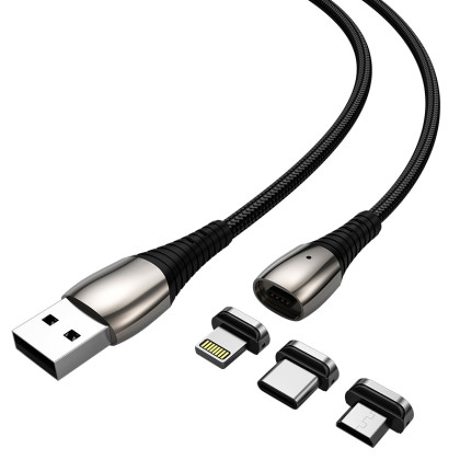 CUBE1 magnetický datový kabel 3v1 3A, 1m, Black