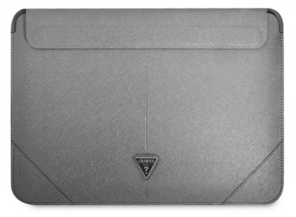 Guess Saffiano Triangle Logo Sleeve 13/14", Silver