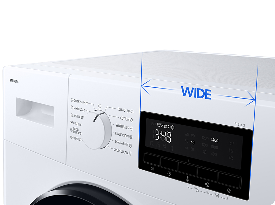 Úzká Parní Pračka Samsung WW70FG3M05AWLF ovládací LED displej