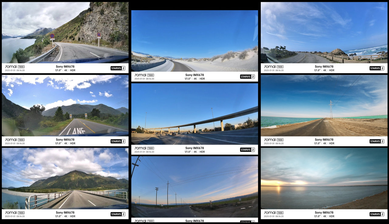 Set přední a zadní autokamery 70mai Cam 4K T800 HDR + RC24 + 256GB karta